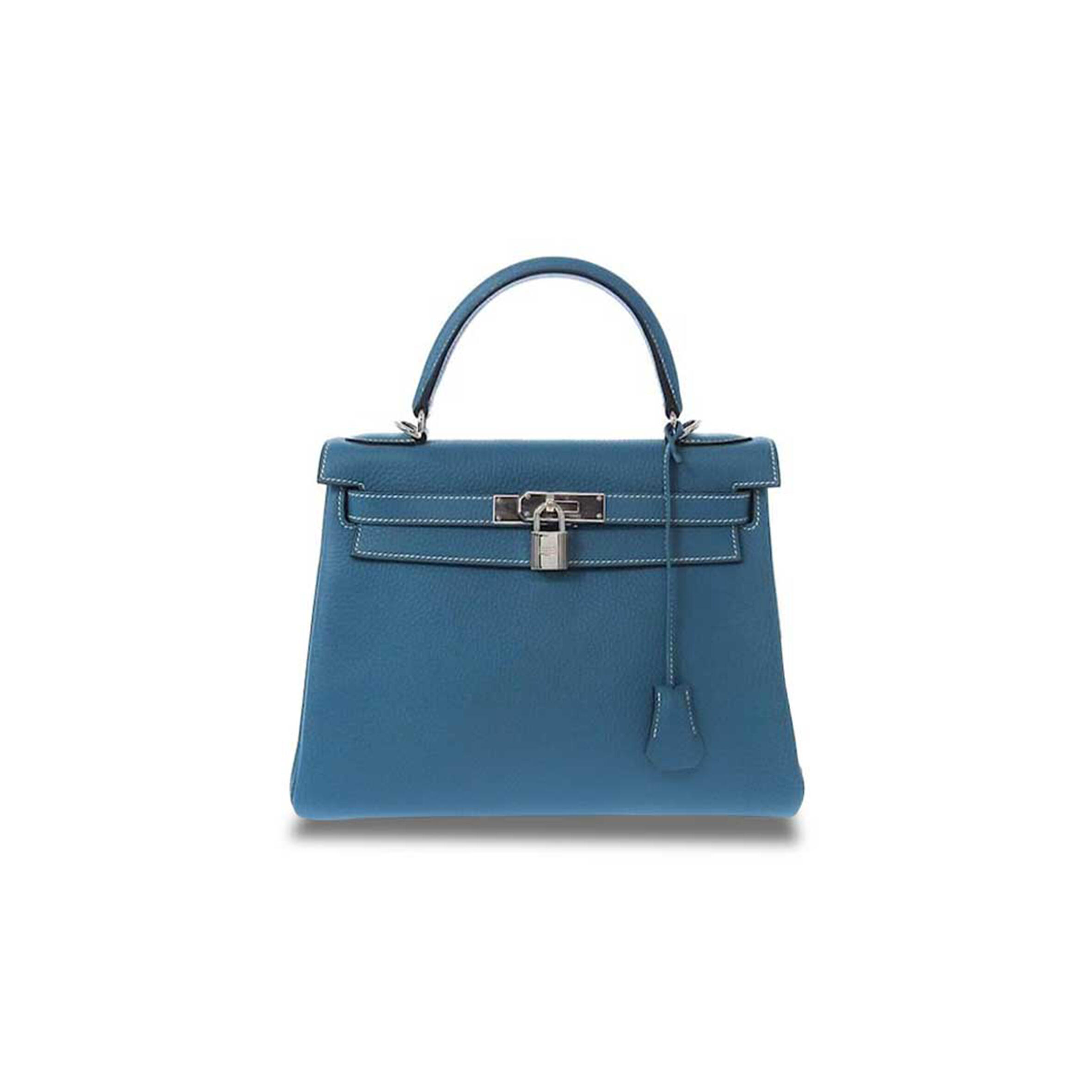 H**me5 KELLY 28 TOGO DENIM BLUE SILVER BUCKLE (28*22*10cm) Master Quality